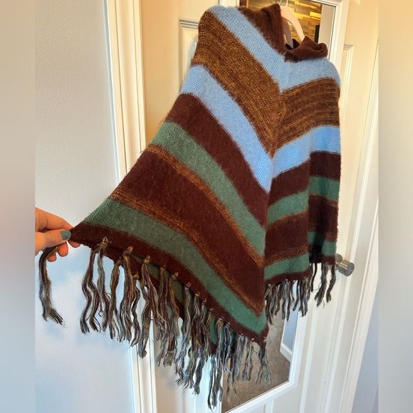 NWT🤎Free People Striped Turtleneck Poncho One Size - Picture 6 of 8